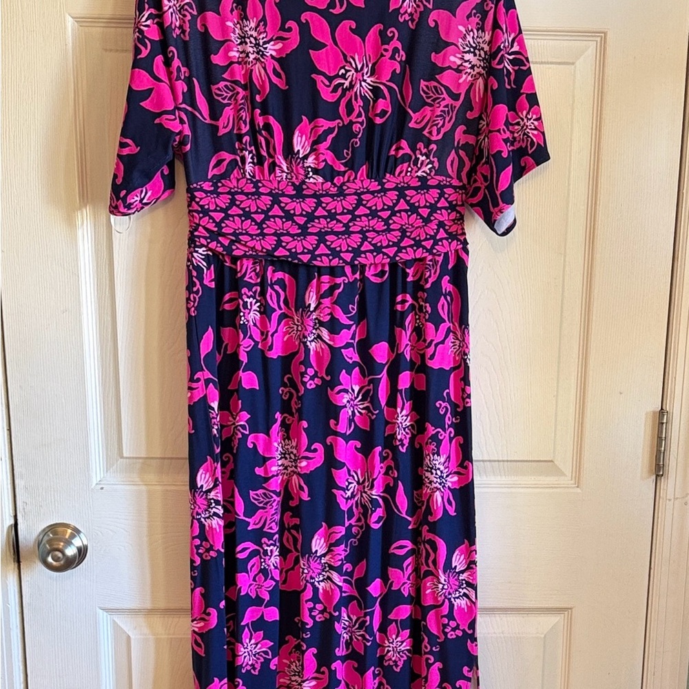 Lilly Pulitzer Pink and Navy Maxi Dress
